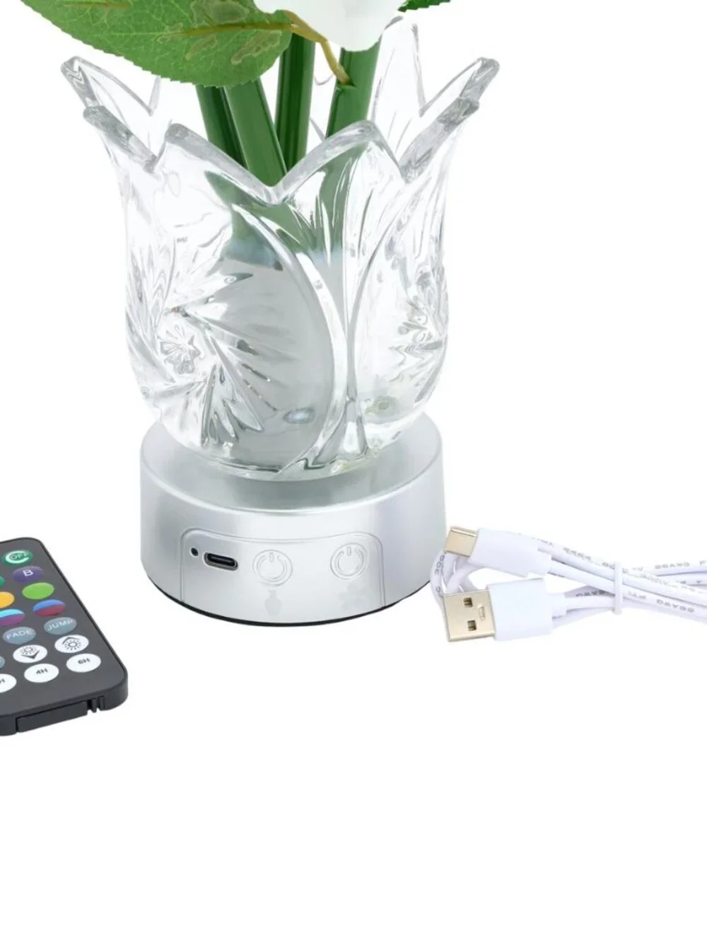 Living Glow Rechargeable LED Color Changing Flower Light Rose Lamp